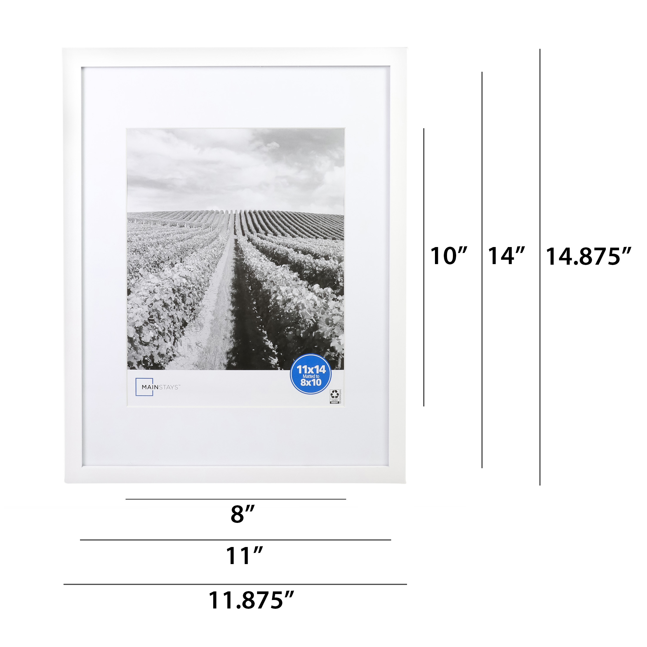 Mainstays Linear Frame, Size: 11 x 14, White